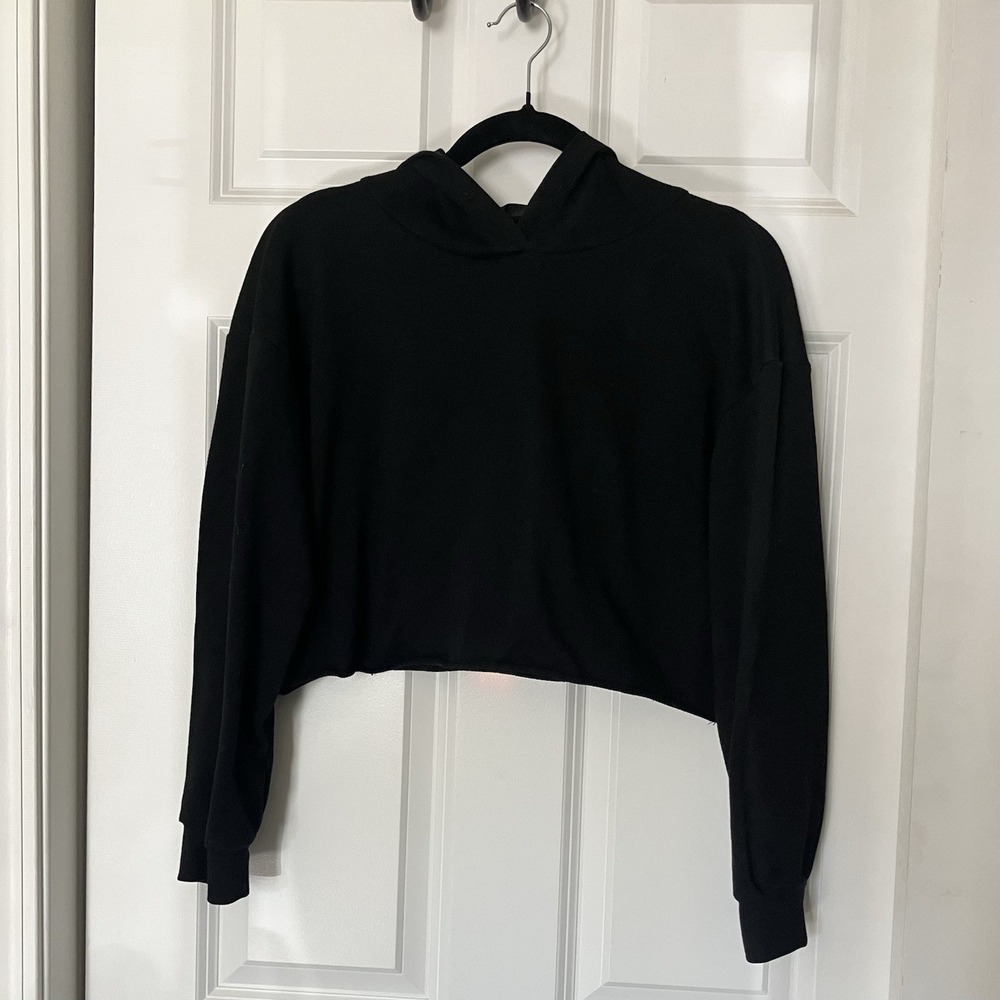 CLEARANCE 3/$15 SHEIN‎ Cutoff Cropped Black Hoodie Womens Small